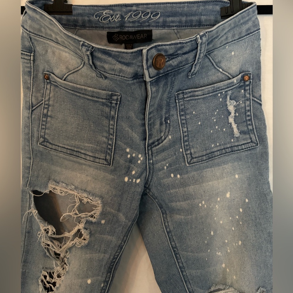 Distressed Light Blue Jeans - Picture 3 of 5